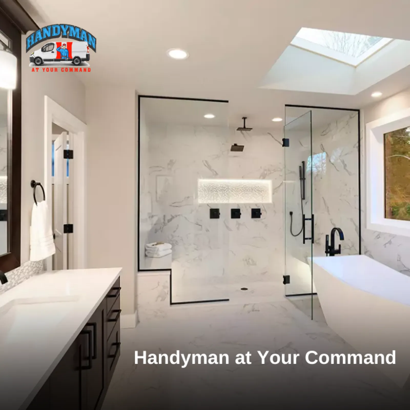 Remodeled bathroom ceiling with a skylight in a Maryland home