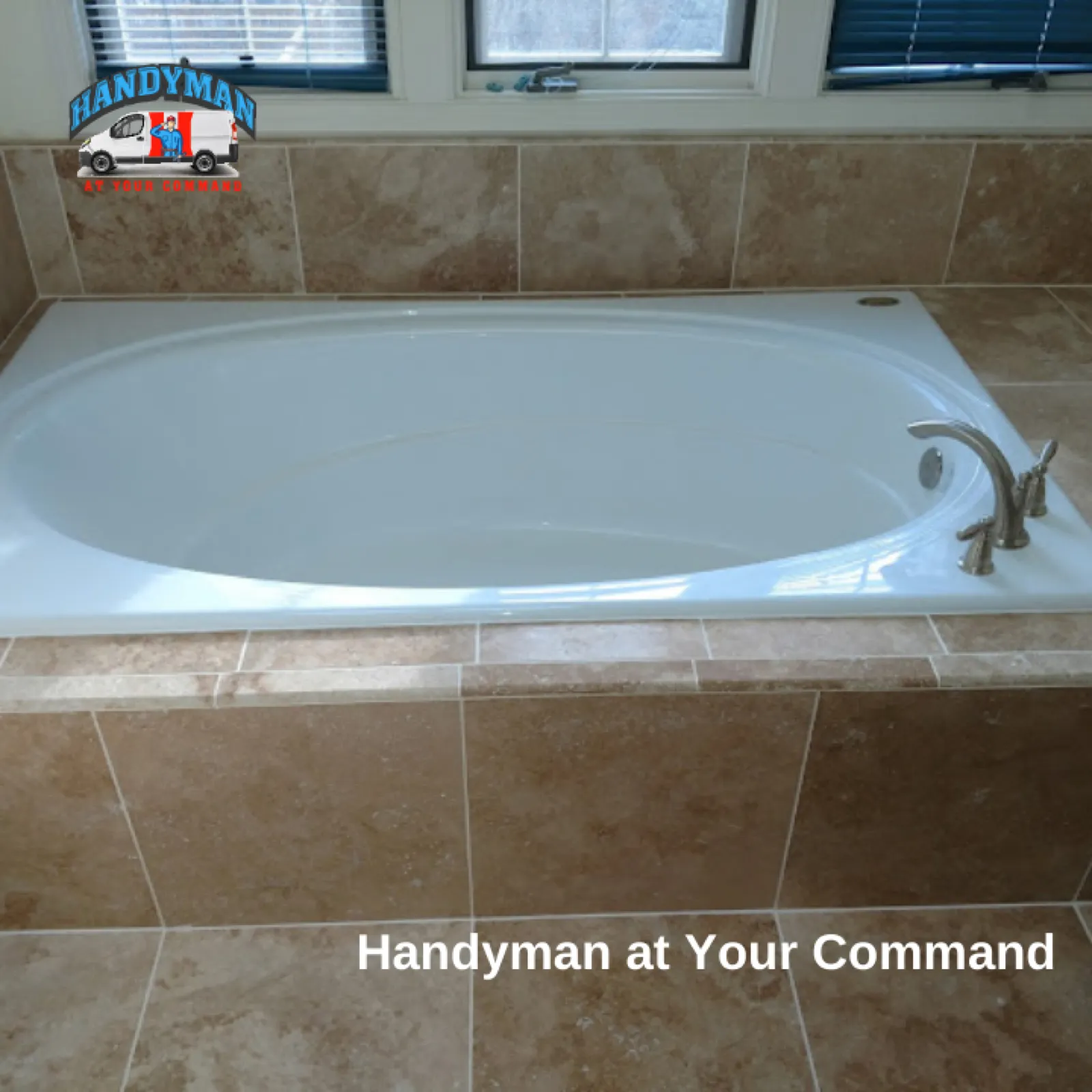 Tiled tub surround in a Maryland bathroom remodeled by Handyman At Your Command